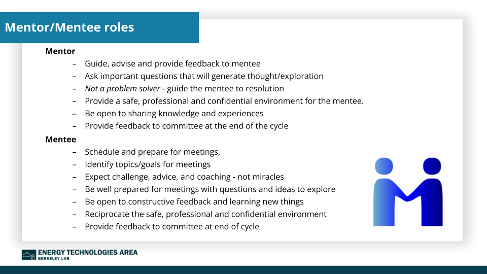 Graphic showing mentor and mentee roles and expectations