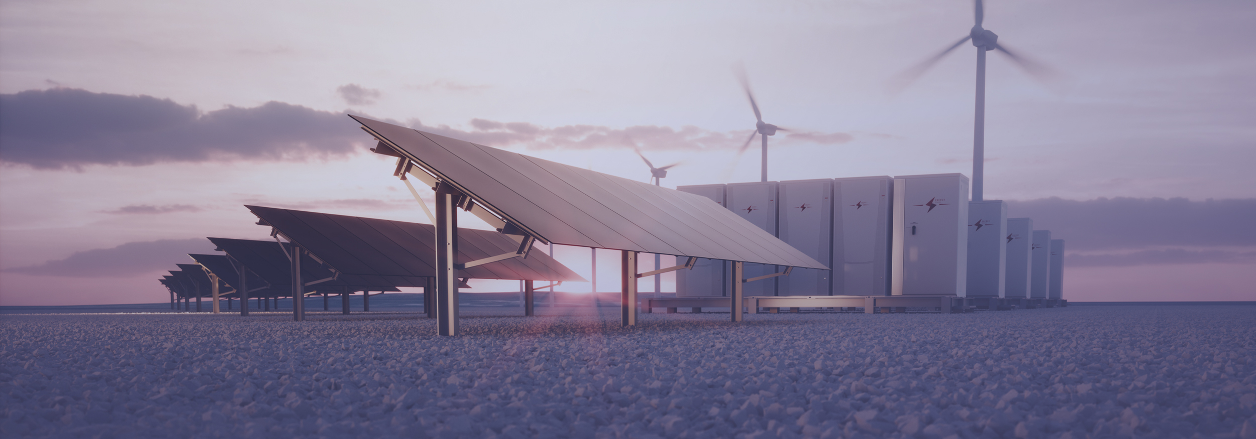 solar power and wind turbines